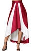 Sexy Contrast White Insert Hi-low Maxi Skirt Burgundy